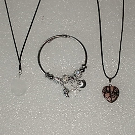 ( 3 PARÇA ) 1 SET 11010 SERİ 2 DOĞALTAŞ KOLYE & 1 CHARM BİLEKLİK SETİ