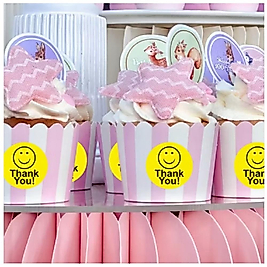 ( 500 X ADET ) 1 RULO NEŞELİ YÜZ TEŞEKKÜR ETİKETİ EMOJI THANK YOU STICKERLAR (MÜHÜRLEME&ETİKET&HEDİYE STICKER)