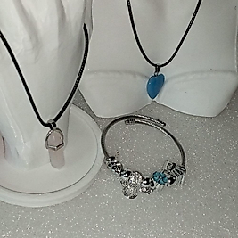 ( 3 PARÇA ) 1 SET 11000 SERİ 2 DOĞALTAŞ KOLYE & 1 CHARM BİLEKLİK SETİ