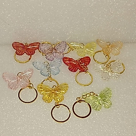 ( 10 ADET ) 1 PAKET GLASS BUTTERFLY GÜNLÜK KULLANIM ANAHTARLIK SETİ