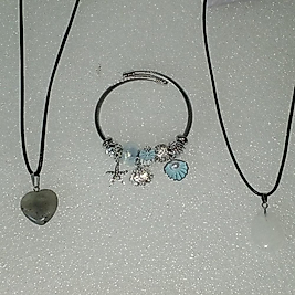 ( 3 PARÇA ) 1 SET 11000 SERİ 2 DOĞALTAŞ KOLYE & 1 CHARM BİLEKLİK SETİ