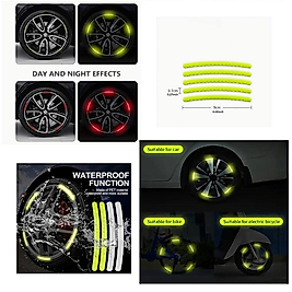 ( 20 X ADET ) 1 SET JANT REFLEKTÖR RIM STICKER YELLOW CAR & MOTORCYDE & BICYCLE