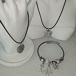 ( 3 PARÇA ) 1 SET 11010 SERİ 2 DOĞALTAŞ KOLYE & 1 CHARM BİLEKLİK SETİ