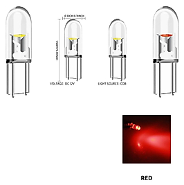 ( 4 X ADET ) 1 SET T5 1.2W LED MİNİ DİPSİZ AMPUL KIRMIZI 12V (1.2W MİNİ DİPSİZ AMPUL LED KRİSTAL CAM KIRMIZI)