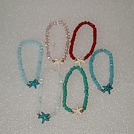 ( 6 X ADET ) 1 SET RENKLİ BONCUKLAR EVİN YILDIZI ÇİFT RENK BABY KESİM SERİ BİLEKLİK ( BABY SIZE )
