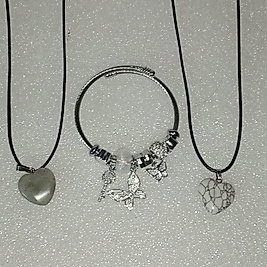 ( 3 PARÇA ) 1 SET 11010 SERİ 2 DOĞALTAŞ KOLYE & 1 CHARM BİLEKLİK SETİ