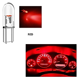 ( 4 X ADET ) 1 SET T5 1.2W LED MİNİ DİPSİZ AMPUL KIRMIZI 12V (1.2W MİNİ DİPSİZ AMPUL LED KRİSTAL CAM KIRMIZI)
