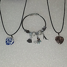( 3 PARÇA ) 1 SET 11000 SERİ 2 DOĞALTAŞ KOLYE & 1 CHARM BİLEKLİK SETİ