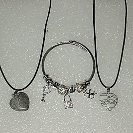( 3 PARÇA ) 1 SET 11000 SERİ 2 DOĞALTAŞ KOLYE & 1 CHARM BİLEKLİK SETİ