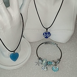 ( 3 PARÇA ) 1 SET 11010 SERİ 2 DOĞALTAŞ KOLYE & 1 CHARM BİLEKLİK SETİ