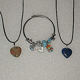 ( 3 PARÇA ) 1 SET 11000 SERİ 2 DOĞALTAŞ KOLYE & 1 CHARM BİLEKLİK SETİ