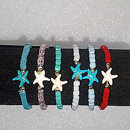 ( 6 X ADET ) 1 SET RENKLİ BONCUKLAR EVİN YILDIZI ÇİFT RENK BABY KESİM SERİ BİLEKLİK ( BABY SIZE )