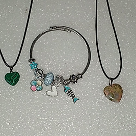 ( 3 PARÇA ) 1 SET 11010 SERİ 2 DOĞALTAŞ KOLYE & 1 CHARM BİLEKLİK SETİ