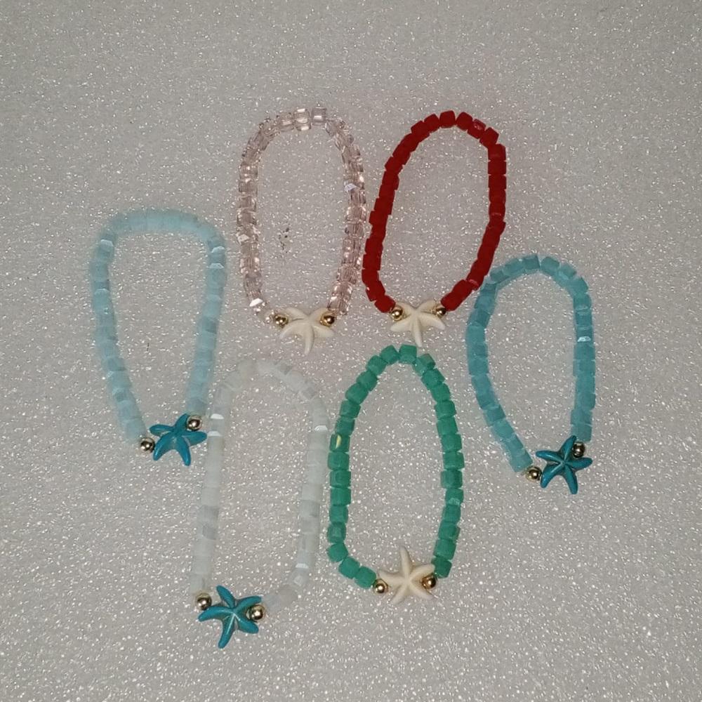 ( 6 X ADET ) 1 SET RENKLİ BONCUKLAR EVİN YILDIZI ÇİFT RENK BABY KESİM SERİ BİLEKLİK ( BABY SIZE )